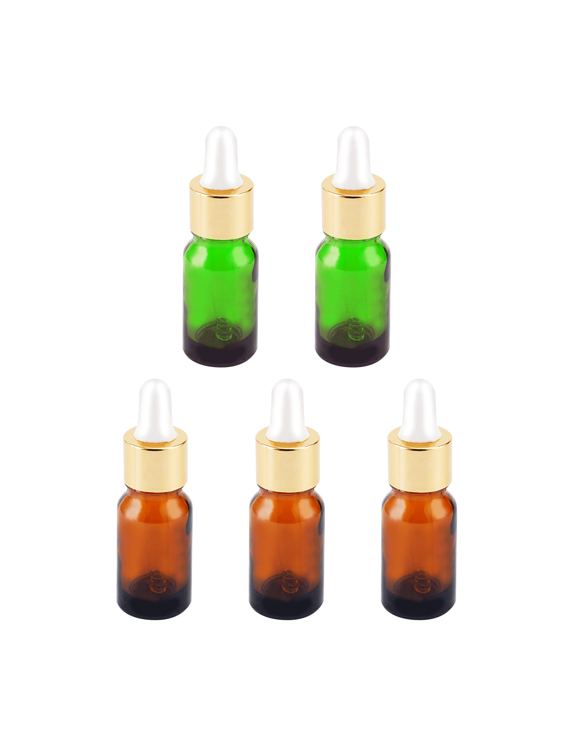 ENERG アロマディフューザー（全機種適応） ネブライザー式 スポイト付き瓶 緑2個・ブラウン3個 アロマ瓶 10ml 5個セット  （普通郵便　日時指定配送不可）